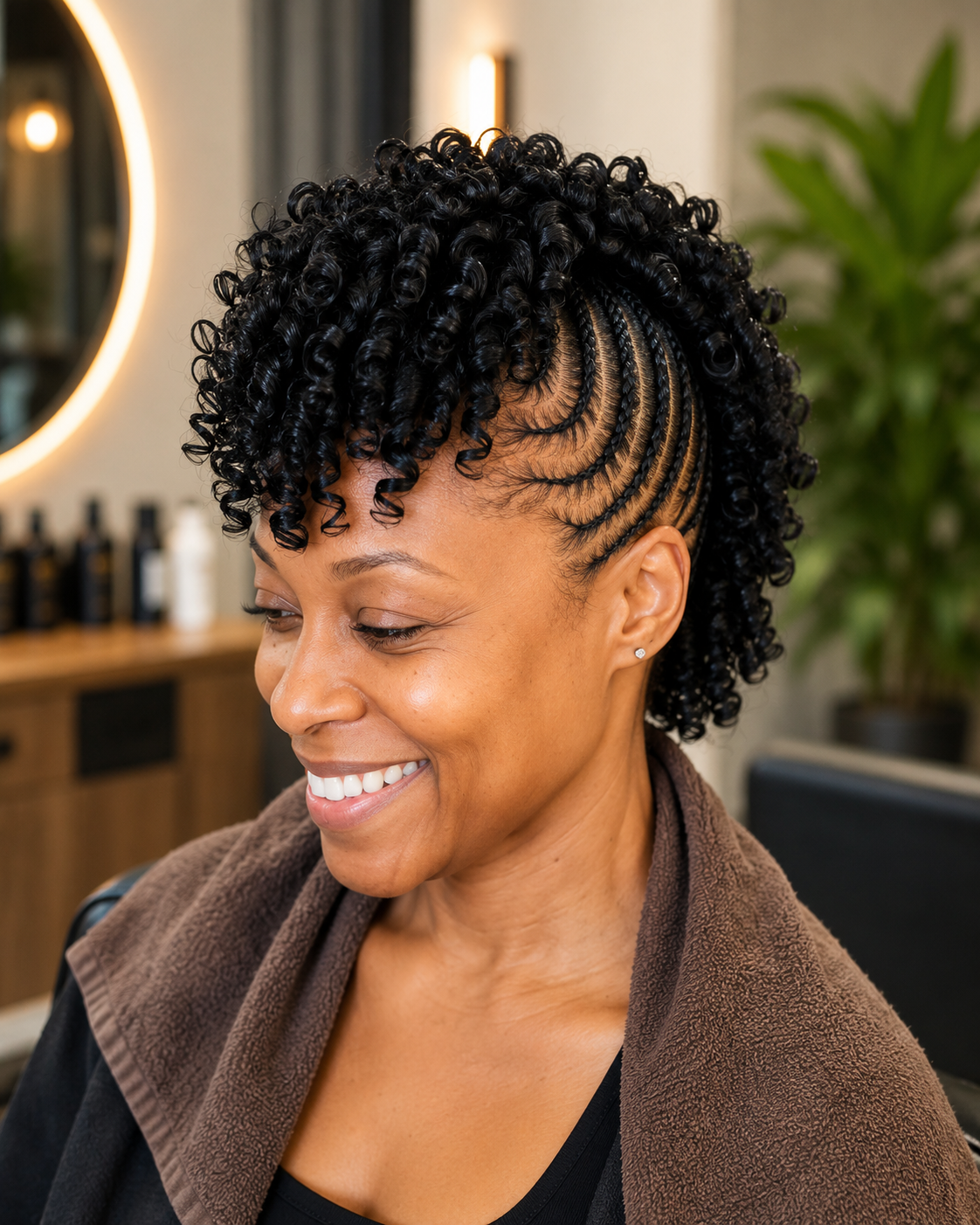 Braided curly mohawk