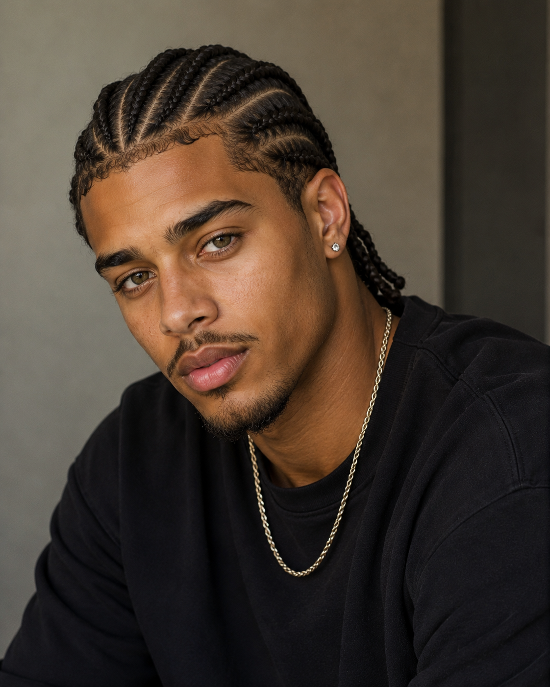 Styled cornrows and braids